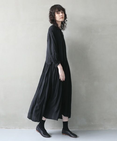 suzuki takayuki.スズキタカユキ.doropped-torso dress [A241-16/black]