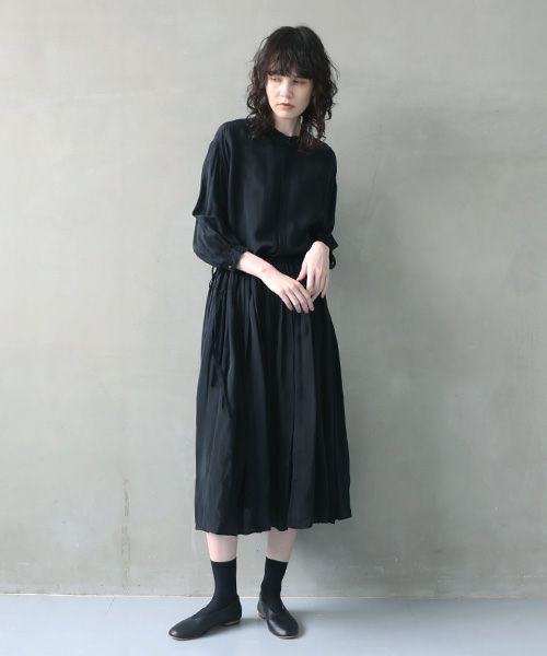 suzuki takayuki.スズキタカユキ.doropped-torso dress [A241-16/black]