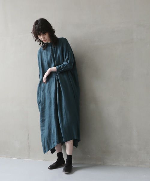 suzuki takayuki スズキタカユキ peasant dress Ⅰ [A240-20/brine blue]