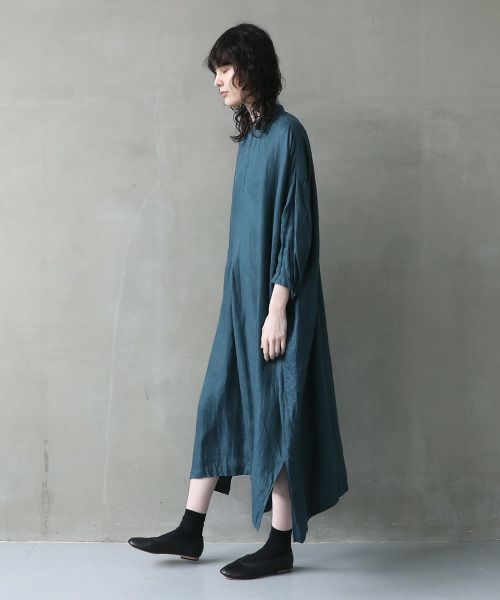 suzuki takayuki スズキタカユキ peasant dress Ⅰ [A240-20/brine blue]