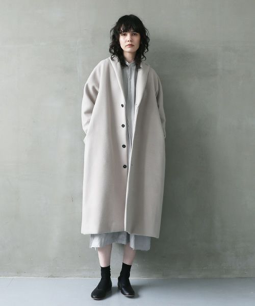 suzuki takayuki.スズキタカユキ.tailored-collar coat [A241-23/ice grey]