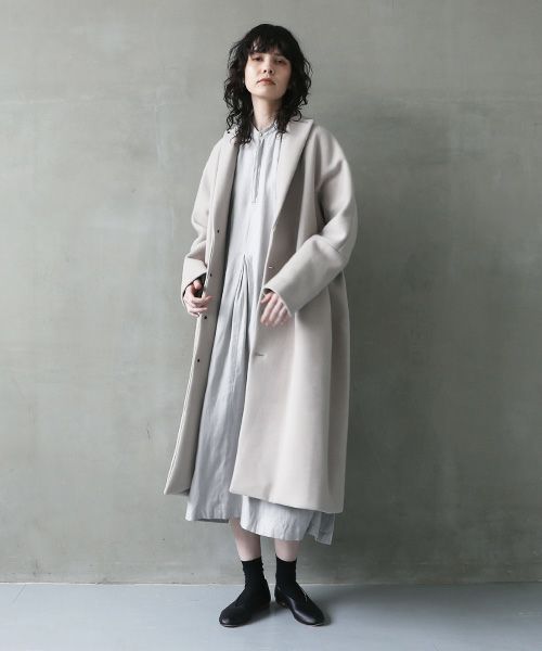 suzuki takayuki.スズキタカユキ.tailored-collar coat [A241-23/ice grey]