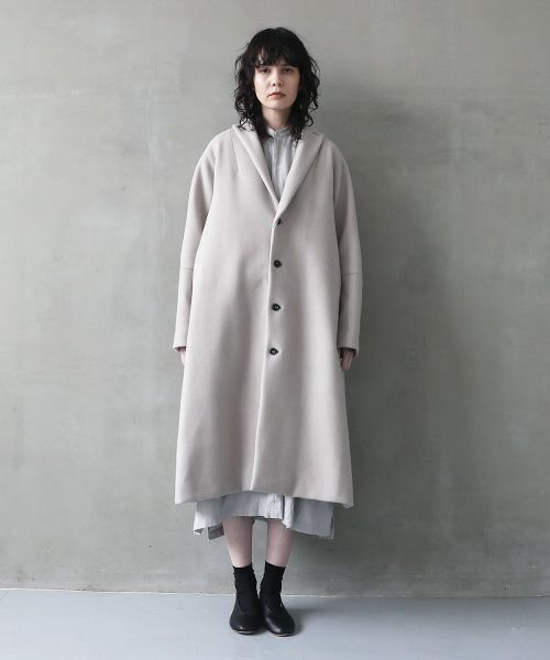 suzuki takayuki スズキタカユキ tailored-collar coat [A241-23/ice grey]