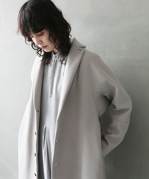 suzuki takayuki スズキタカユキ tailored-collar coat [A241-23/ice grey]