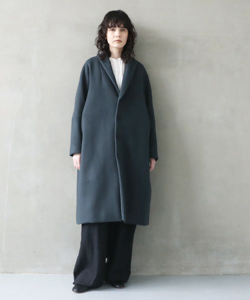 suzuki takayuki.スズキタカユキ.tailored-collar coat [A241-23/brine blue]