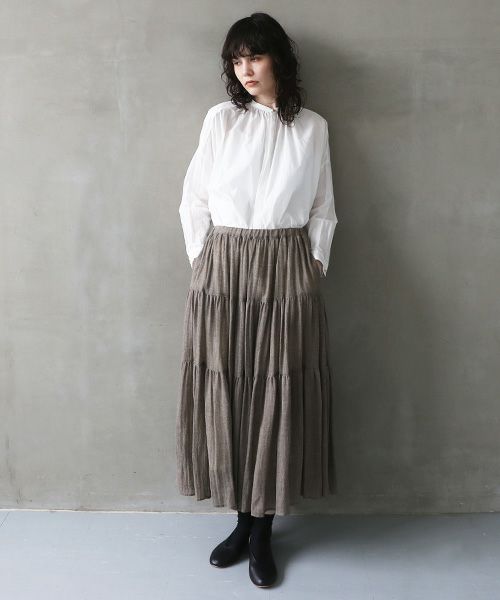 suzuki takayuki スズキタカユキ tiered skirt [A241-26/beige]