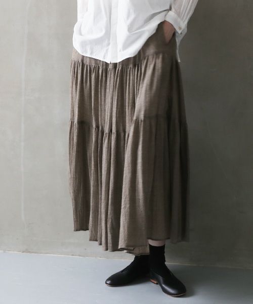 suzuki takayuki.スズキタカユキ.tiered skirt [A241-26/beige]