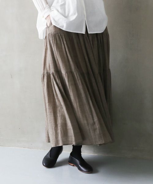 suzuki takayuki.スズキタカユキ.tiered skirt [A241-26/beige]