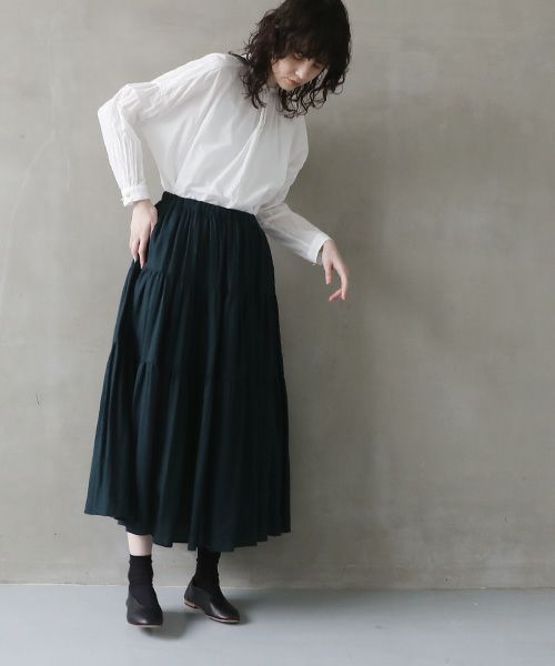 suzuki takayuki.スズキタカユキ.tiered skirt [A241-26/brine blue]