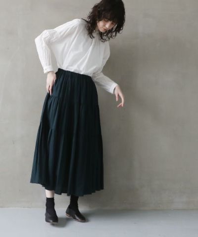 suzuki takayuki スズキタカユキ tiered skirt [A241-26/brine blue]