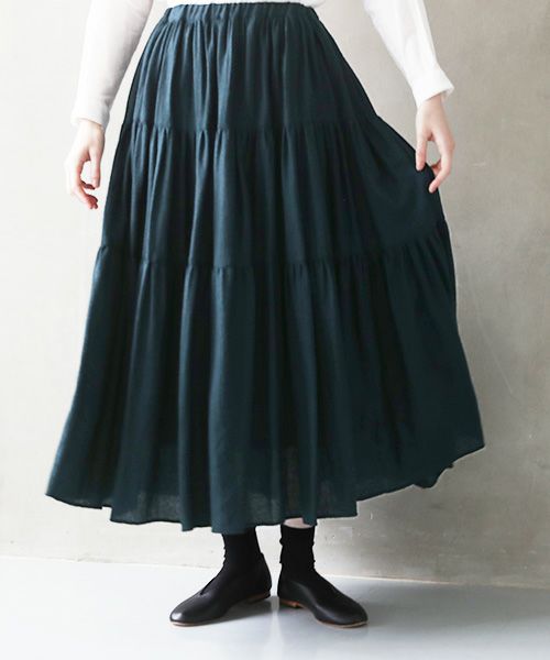 suzuki takayuki.スズキタカユキ.tiered skirt [A241-26/brine blue]