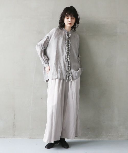 suzuki takayuki.スズキタカユキ.gathered pantsⅠ[T001-17/ice grey]