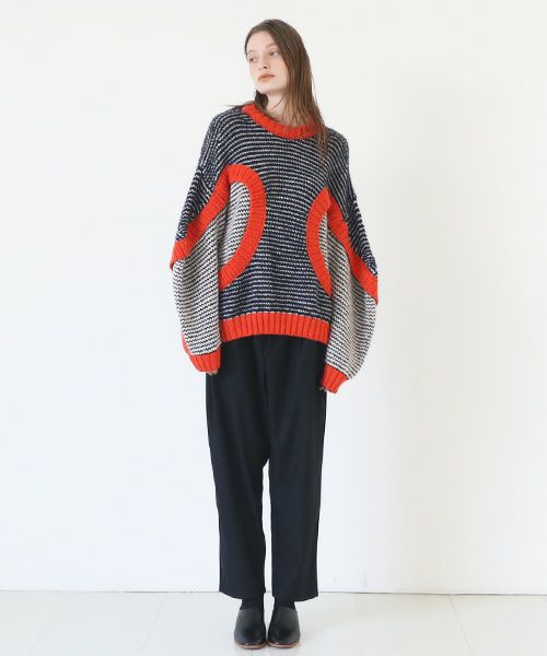 HENRIK VIBSKOV.ヘンリックヴィブスコフ.TOMATO KNIT SWEAT [Navy Red Beige]