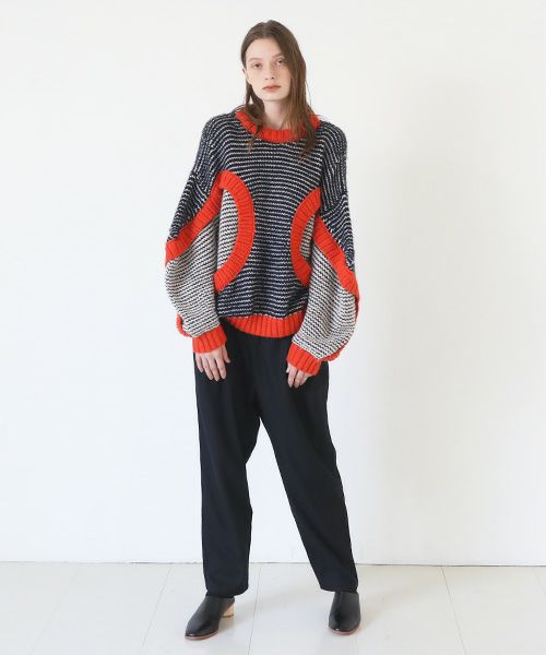 HENRIK VIBSKOV ヘンリックヴィブスコフ TOMATO KNIT SWEAT [Navy Red Beige]