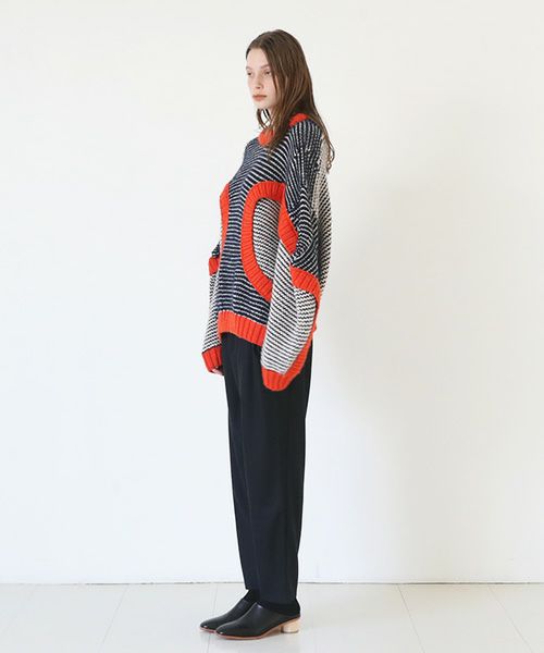 HENRIK VIBSKOV.ヘンリックヴィブスコフ.TOMATO KNIT SWEAT [Navy Red Beige]