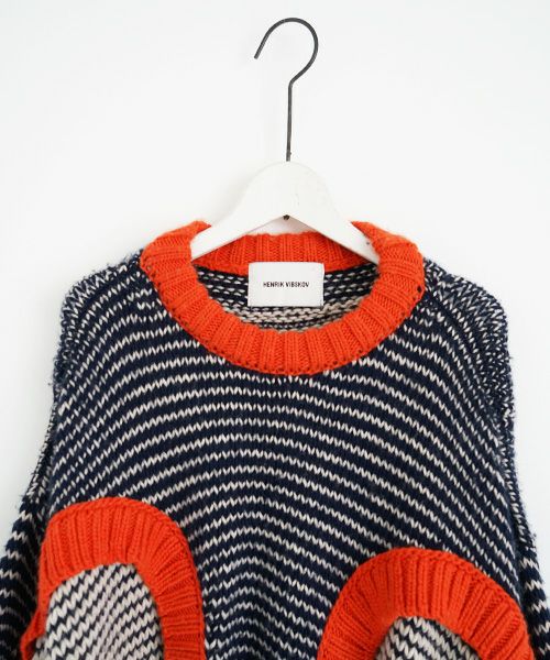 HENRIK VIBSKOV.ヘンリックヴィブスコフ.TOMATO KNIT SWEAT [Navy Red Beige]