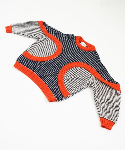 HENRIK VIBSKOV.ヘンリックヴィブスコフ.TOMATO KNIT SWEAT [Navy Red Beige]