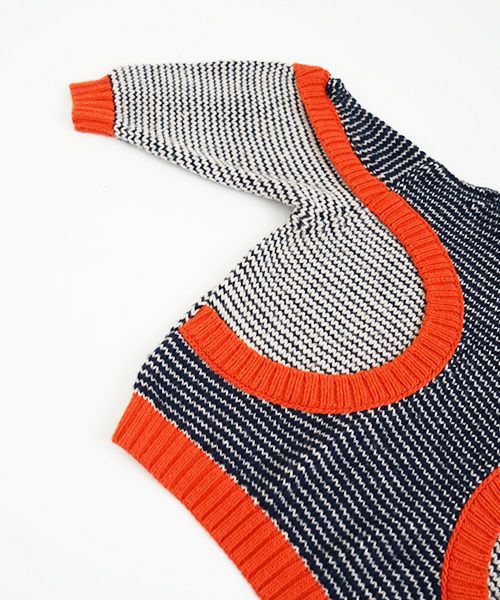 HENRIK VIBSKOV.ヘンリックヴィブスコフ.TOMATO KNIT SWEAT [Navy Red Beige]