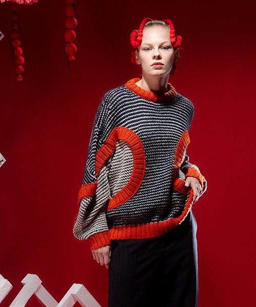 HENRIK VIBSKOV ヘンリックヴィブスコフ KNIT SWEAT [Navy Red Beige] HENRIK VIBSKOV店舗 HENRIK VIBSKOV取扱 HENRIK VIBSKOV通販