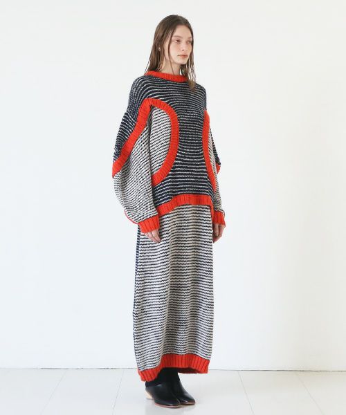 HENRIK VIBSKOV.ヘンリックヴィブスコフ.TOMATO KNIT DRESS [Navy Red Beige]