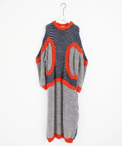 HENRIK VIBSKOV.ヘンリックヴィブスコフ.TOMATO KNIT DRESS [Navy Red Beige]
