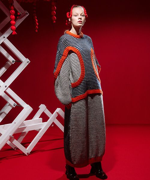 HENRIK VIBSKOV ヘンリックヴィブスコフ KNIT SWEAT DRESS [Navy Red Beige] HENRIK VIBSKOV店舗 HENRIK VIBSKOV取扱 HENRIK VIBSKOV通販