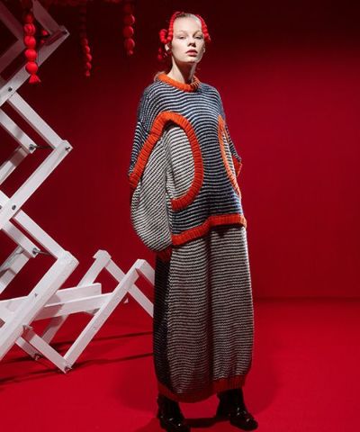 HENRIK VIBSKOV ヘンリックヴィブスコフ KNIT SWEAT DRESS [Navy Red Beige] HENRIK VIBSKOV店舗 HENRIK VIBSKOV取扱 HENRIK VIBSKOV通販
