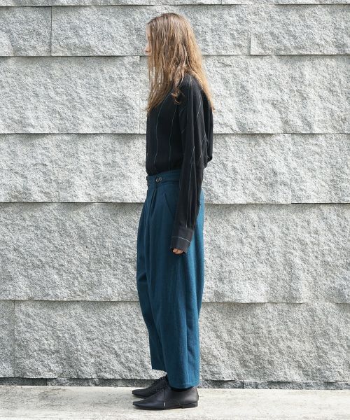 YANTOR ヤントル Turquoise Wool 2tuck Wide Pants [Y235PT02 