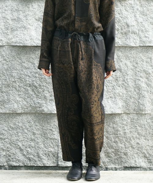 YANTOR ヤントル Tibetan Paisley Jacquard Himo Pants [Y235PT13/DARK 