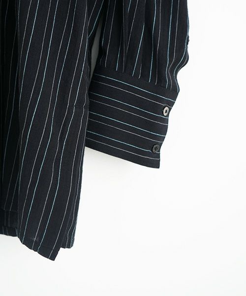 YANTOR.ヤントル.Pin-stripe Khadi Cotton Long Shirt [Y235SH05/THIN-STRIPE]