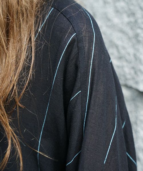YANTOR.ヤントル.Pin-stripe Khadi Cotton Long Shirt [Y235SH05/WIDE-STRIPE]