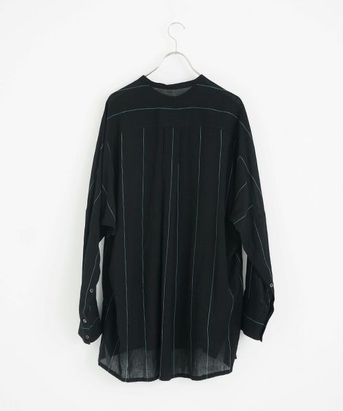 YANTOR.ヤントル.Pin-stripe Khadi Cotton Long Shirt [Y235SH05/WIDE-STRIPE]