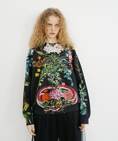 AHCAHCUM.あちゃちゅむ.お花の体スウェット[black]