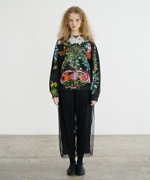 AHCAHCUM.あちゃちゅむ.お花の体スウェット[black]