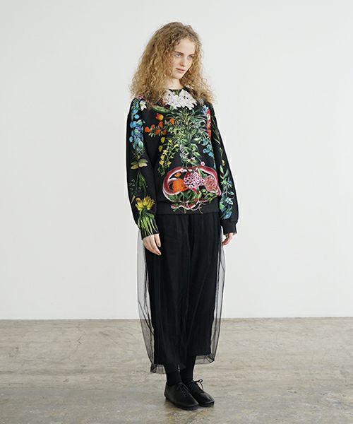 AHCAHCUM.あちゃちゅむ.お花の体スウェット[black]