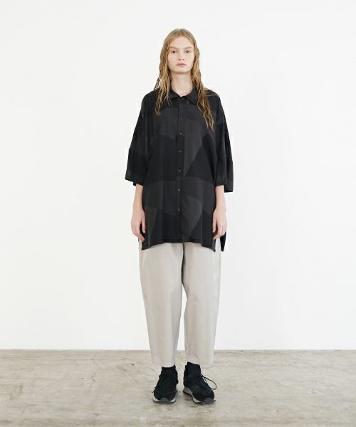 VU ヴウ geometric dolman shirt  [charcoal×black］幾何学ドルマンシャツ vu-s24-s02