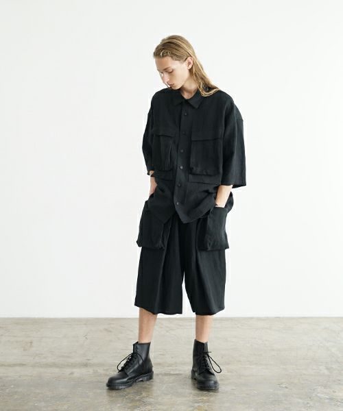 VU ヴウ flight short sleeve shirt  [BLACK］フライト半袖シャツ vu-s24-s03