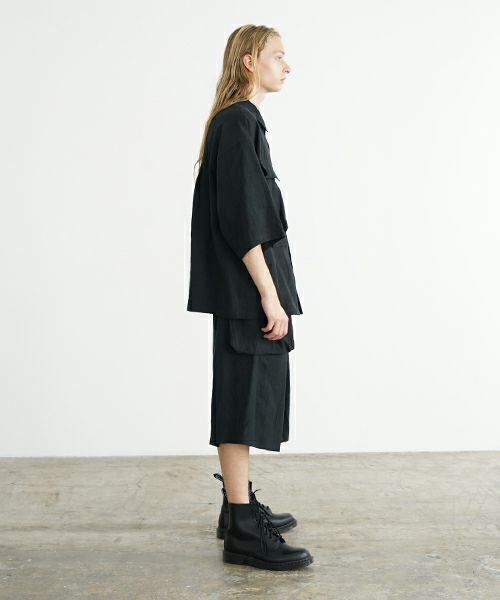 VU ヴウ flight short sleeve shirt  [BLACK］フライト半袖シャツ vu-s24-s03