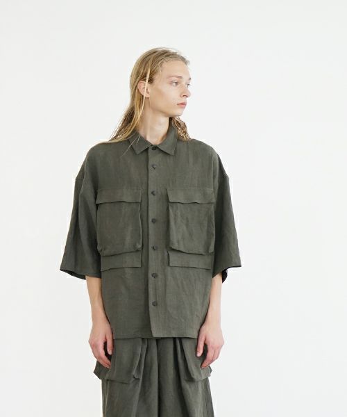 VU ヴウ flight short sleeve shirt  [DARK KHAKI］フライト半袖シャツ vu-s24-s03