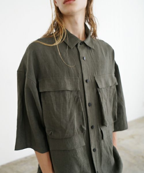 VU ヴウ flight short sleeve shirt  [DARK KHAKI］フライト半袖シャツ vu-s24-s03