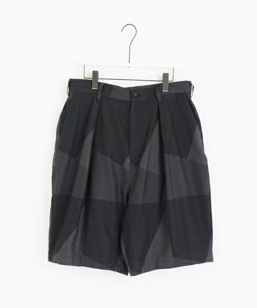 VU ヴウ geometric wide short pants  [charcoal×black]  幾何学ワイドショートパンツ vu-s24-p02