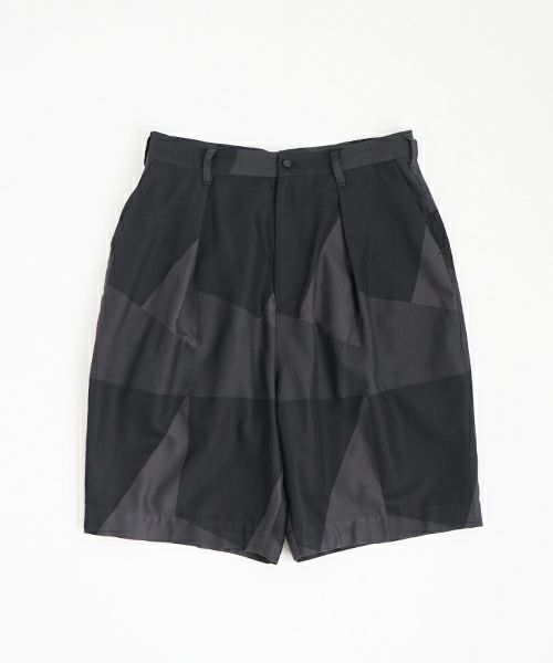 VU ヴウ geometric wide short pants  [charcoal×black]  幾何学ワイドショートパンツ vu-s24-p02