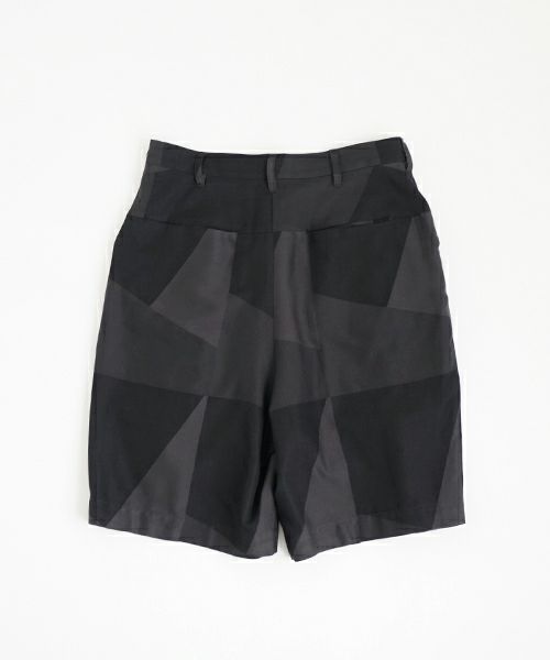 VU ヴウ geometric wide short pants  [charcoal×black]  幾何学ワイドショートパンツ vu-s24-p02