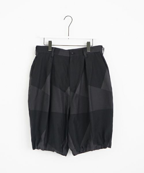 VU ヴウ geometric wide short pants  [charcoal×black]  幾何学ワイドショートパンツ vu-s24-p02