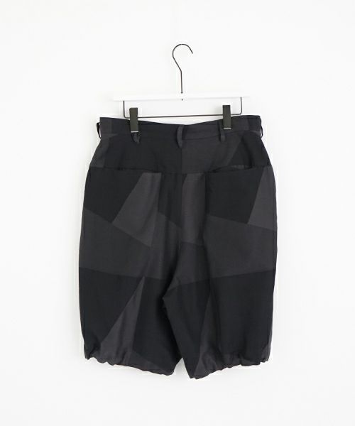 VU ヴウ geometric wide short pants  [charcoal×black]  幾何学ワイドショートパンツ vu-s24-p02