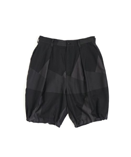 VU ヴウ geometric wide short pants  [charcoal×black]  幾何学ワイドショートパンツ vu-s24-p02