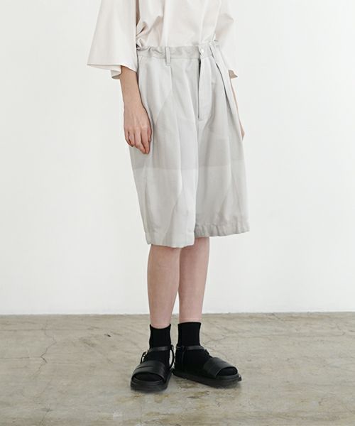 VU ヴウ geometric wide short pants  [ash×gray] 幾何学ワイドショートパンツ vu-s24-p02