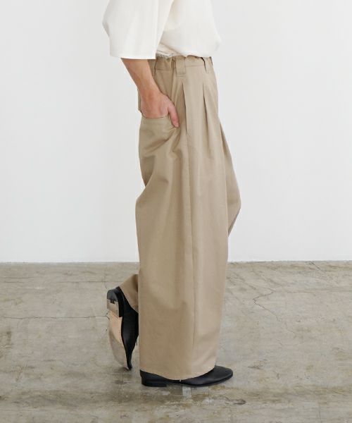 VU ヴウ knee wide pants-FINX COTTON [CAMEL] ニーワイドパンツ vu-s24-p06