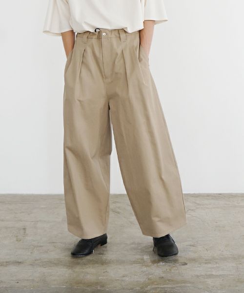 VU ヴウ knee wide pants-FINX COTTON [CAMEL] ニーワイドパンツ vu-s24-p06