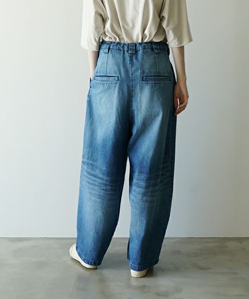 VU ヴウ vintage denim knee wide pants [VINTAGE BLUE] ヴィンテージ加工ニーワイドパンツ vu-s24-p06